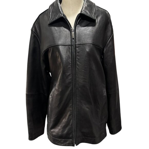 Claiborne Men’s Black Lambskin Leather Jacket - Size L - Picture 1 of 6